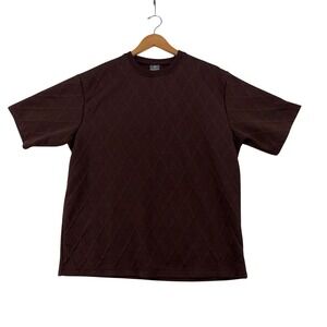 Saints Studio Knit Tee Mens Medium Brown Excellent Diamond Textured Jacquard